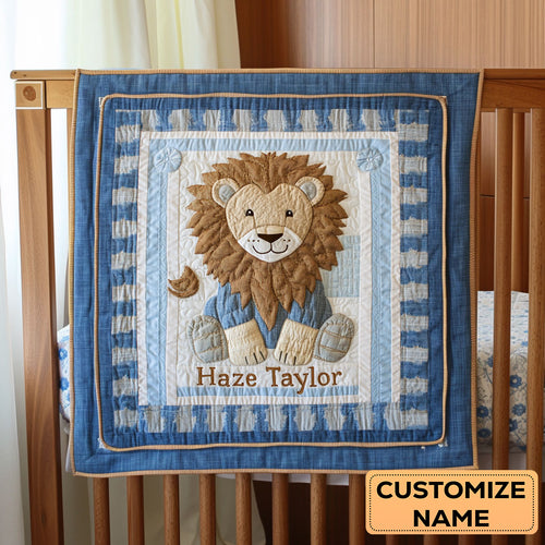 Cozy Lion Patch WN2407023CL Personalized Baby Quilt