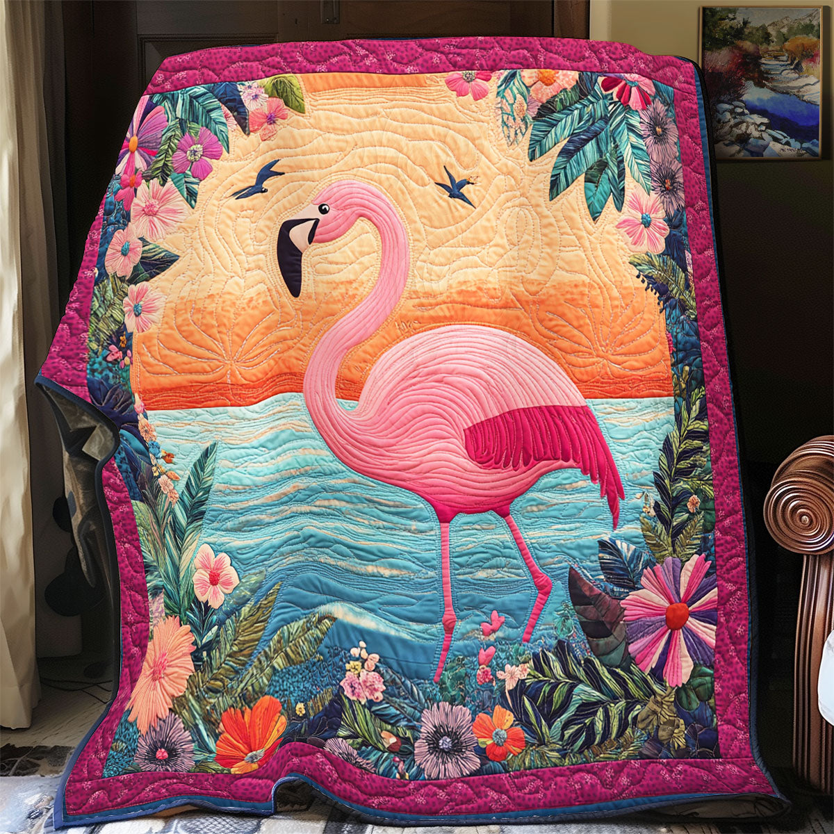Flamingo Floral WX3105022CL Quilt