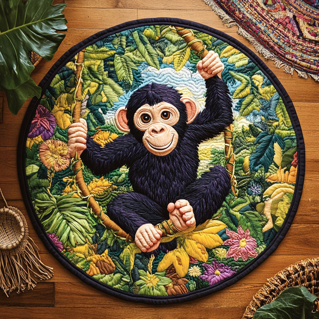 Banana Monkey WY2605041CL Quilted Round Mat