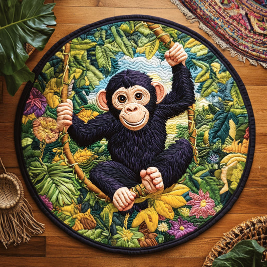Banana Monkey WY2605041CL Quilted Round Mat