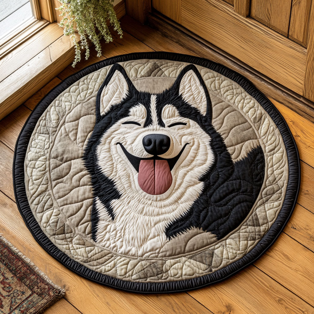 Cheerful Husky CP0407060CL Quilted Round Mat
