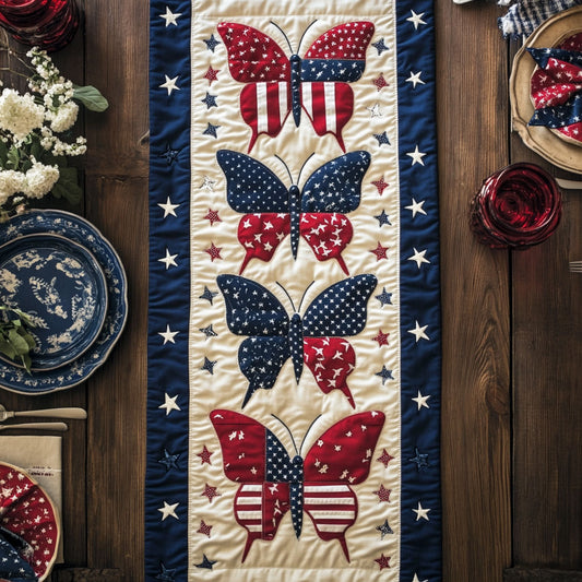 Patriotic Butterfly CW3105635CL Quilted Table Runner