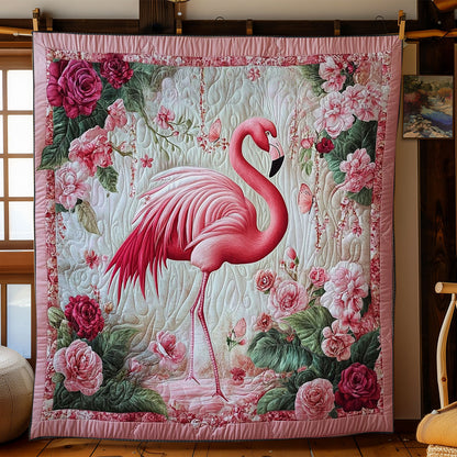 Flamingo In Rose Garden WY1401034CL Quilt