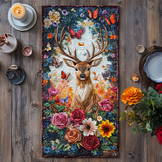 Floral Deer CW3005592CL Quilted Table Runner