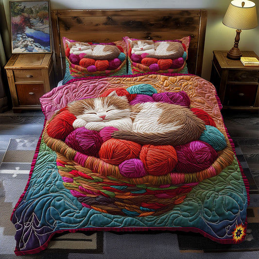 Kitten In Yarn Basket WY2412026CL Duvet Cover Set