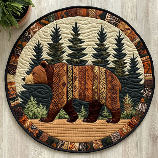 Tribal Bear Forest CW2306043CL Quilted Round Mat