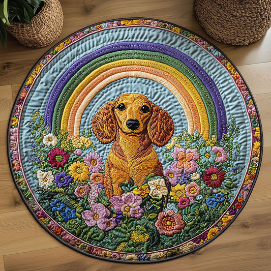 Bloom Dachshund WN2208006CL Quilted Round Mat