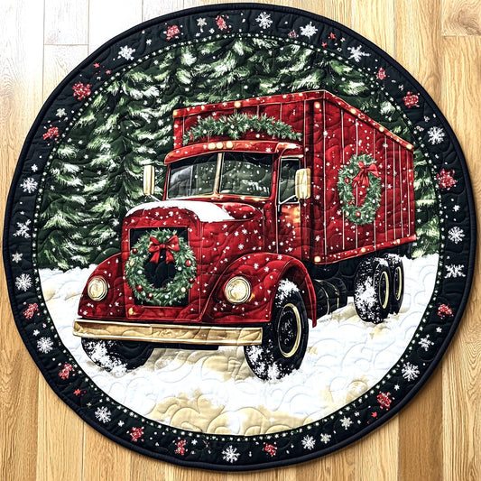 Truck Christmas Blessing WN1111082CL Quilted Round Mat