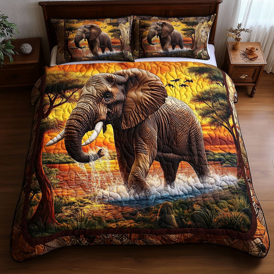Glorious Elephant In Sunset WY2802112CL Duvet Cover Set