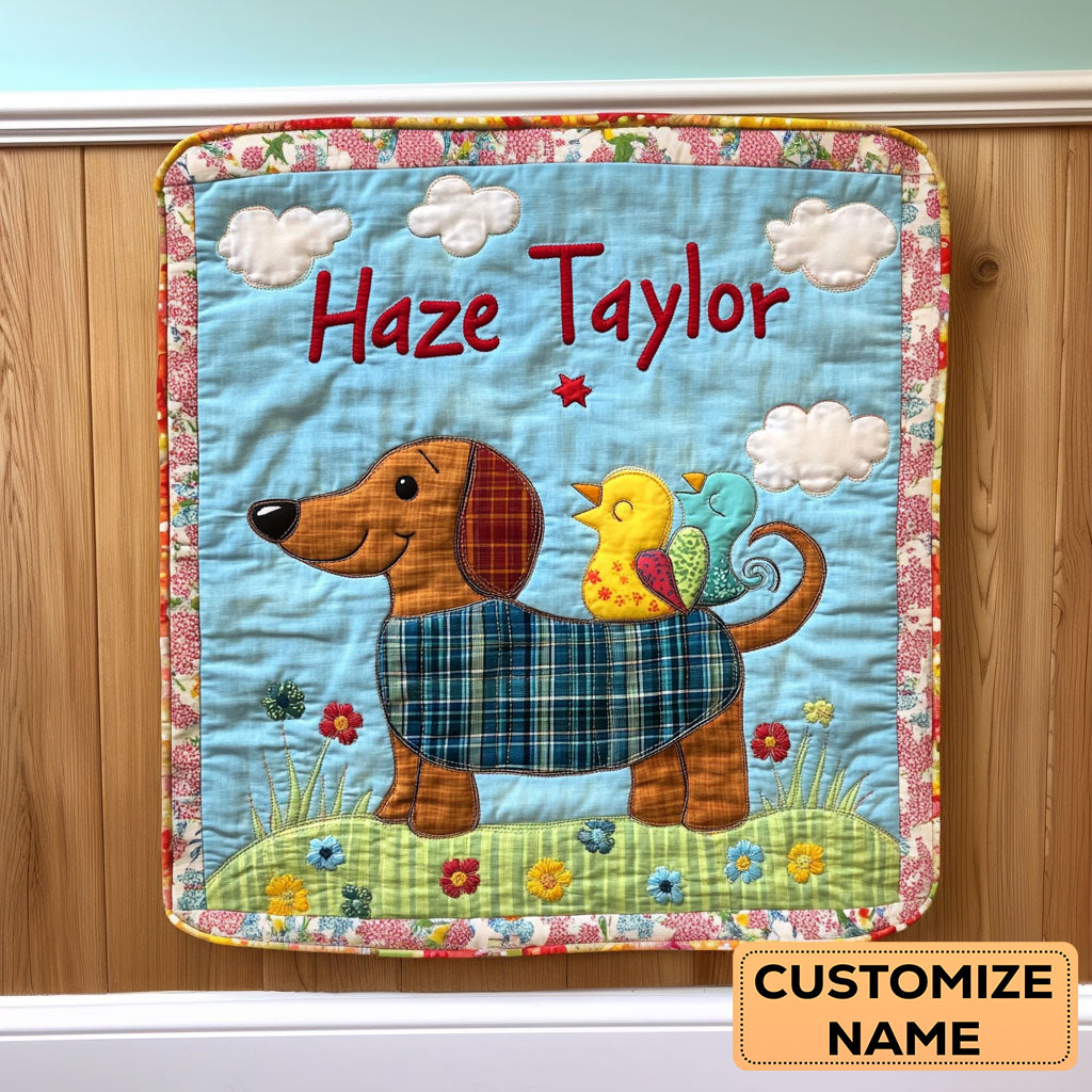 Dachshund Garden WN2307007CL Personalized Baby Quilt