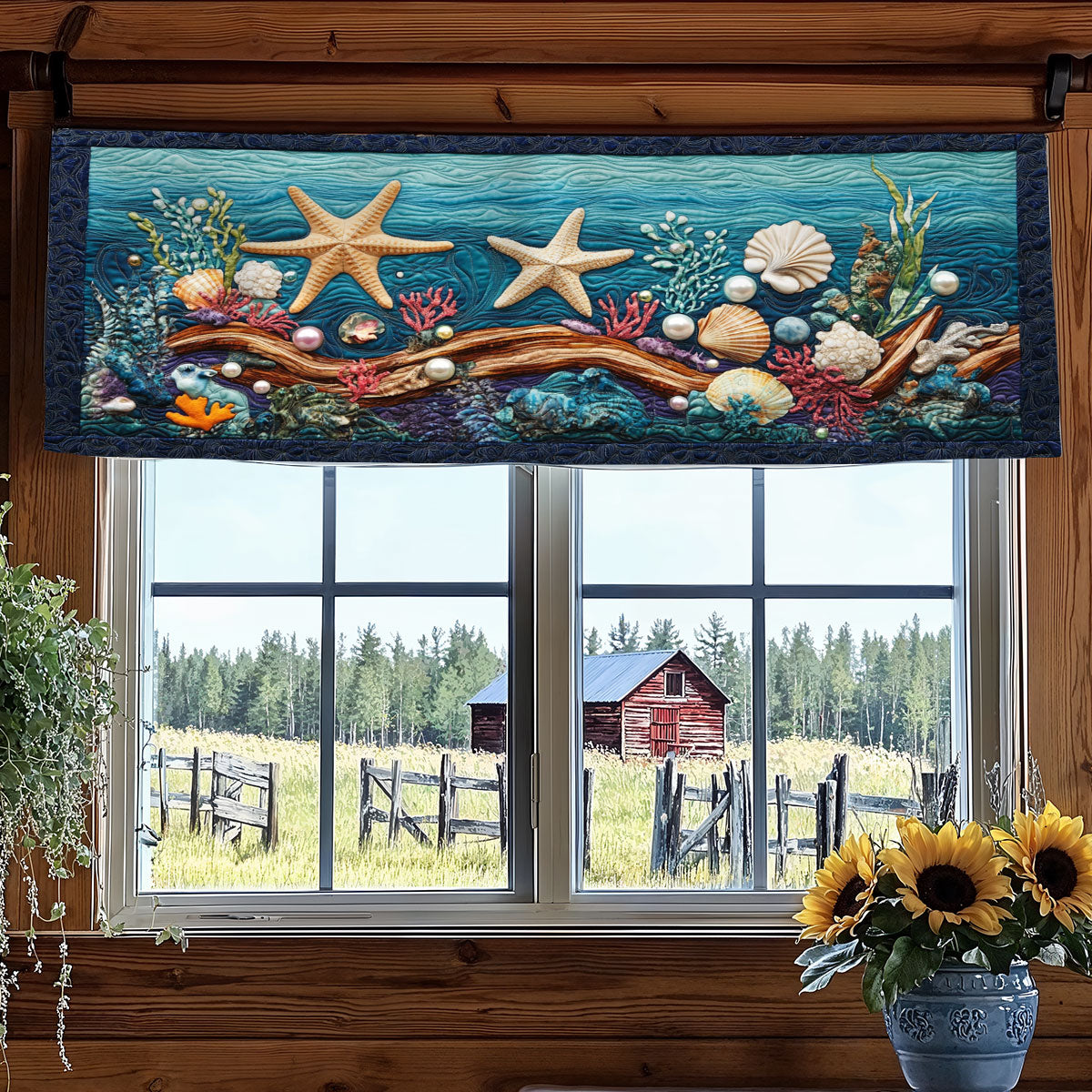 Tidepool Treasures WY1407016CL Quilted Valance