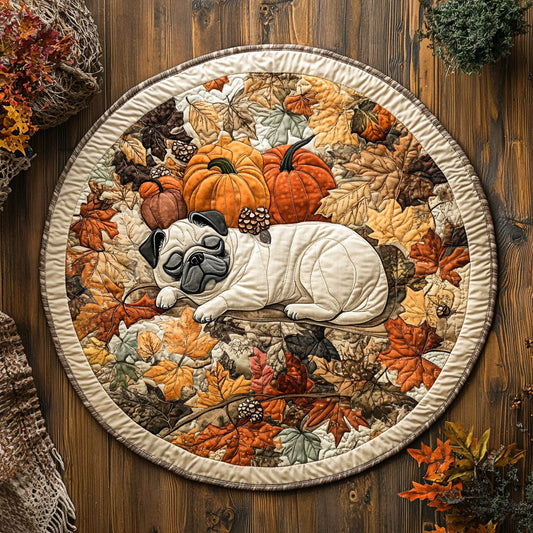 Cozy Pug WY2203009CL Quilted Round Mat