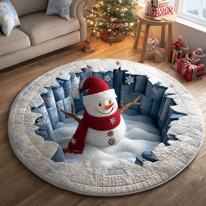 Snowman Fun CW1111054CL Quilted Round Mat