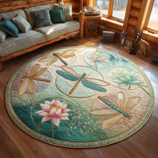 Dragonfly Lotus Glow CW2708002CL Quilted Round Mat
