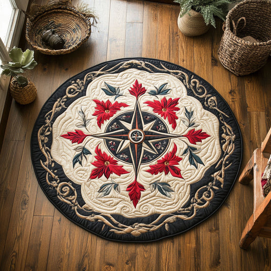 Red Flower Compass WY0206036CL Quilted Round Mat
