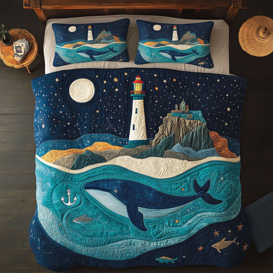 Lighthouse Whale At Night DH0410009CL Duvet Cover Set
