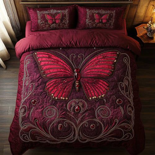 Burgundy Butterfly WP3112003CL Duvet Cover Set