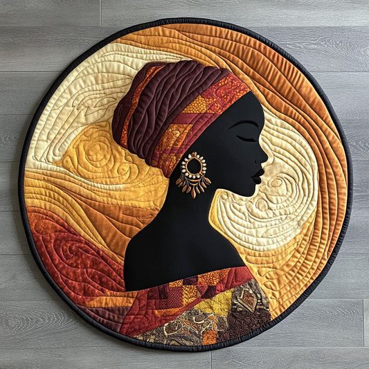 African Woman WX2005001CL Quilted Round Mat