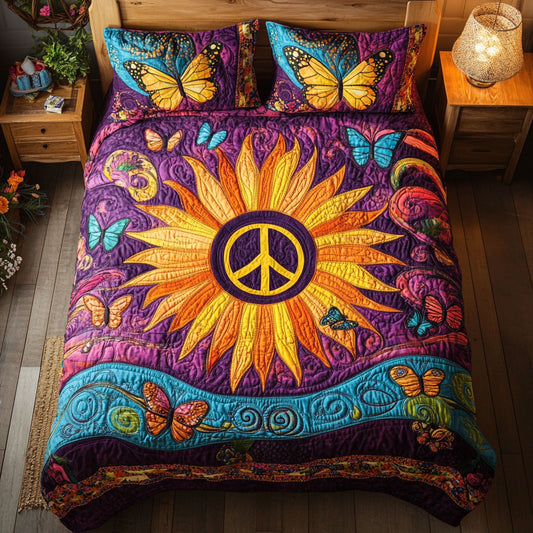 Sunflower And Peace Sign WY2202092CL Duvet Cover Set