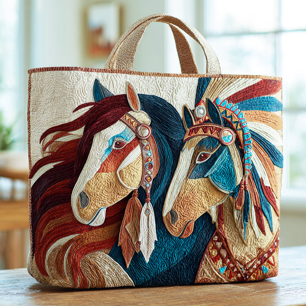 Native Horse CW0801014CL Quilted Tote Bag