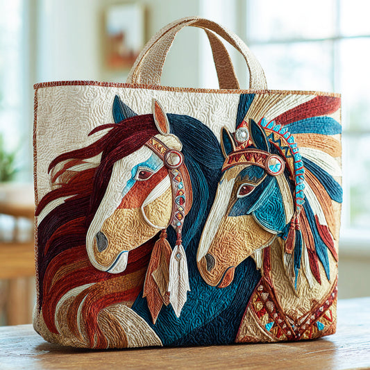 Native Horse CW0801014CL Quilted Tote Bag