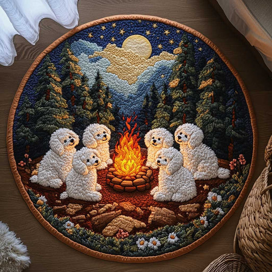 Bichon Frise Magic Circle WN1703007CL Quilted Round Mat