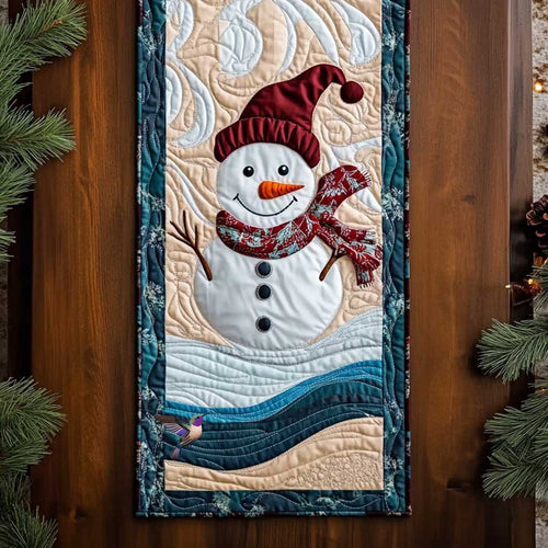 Sparkling Snowmen WN1111009CL Quilted Table Runner