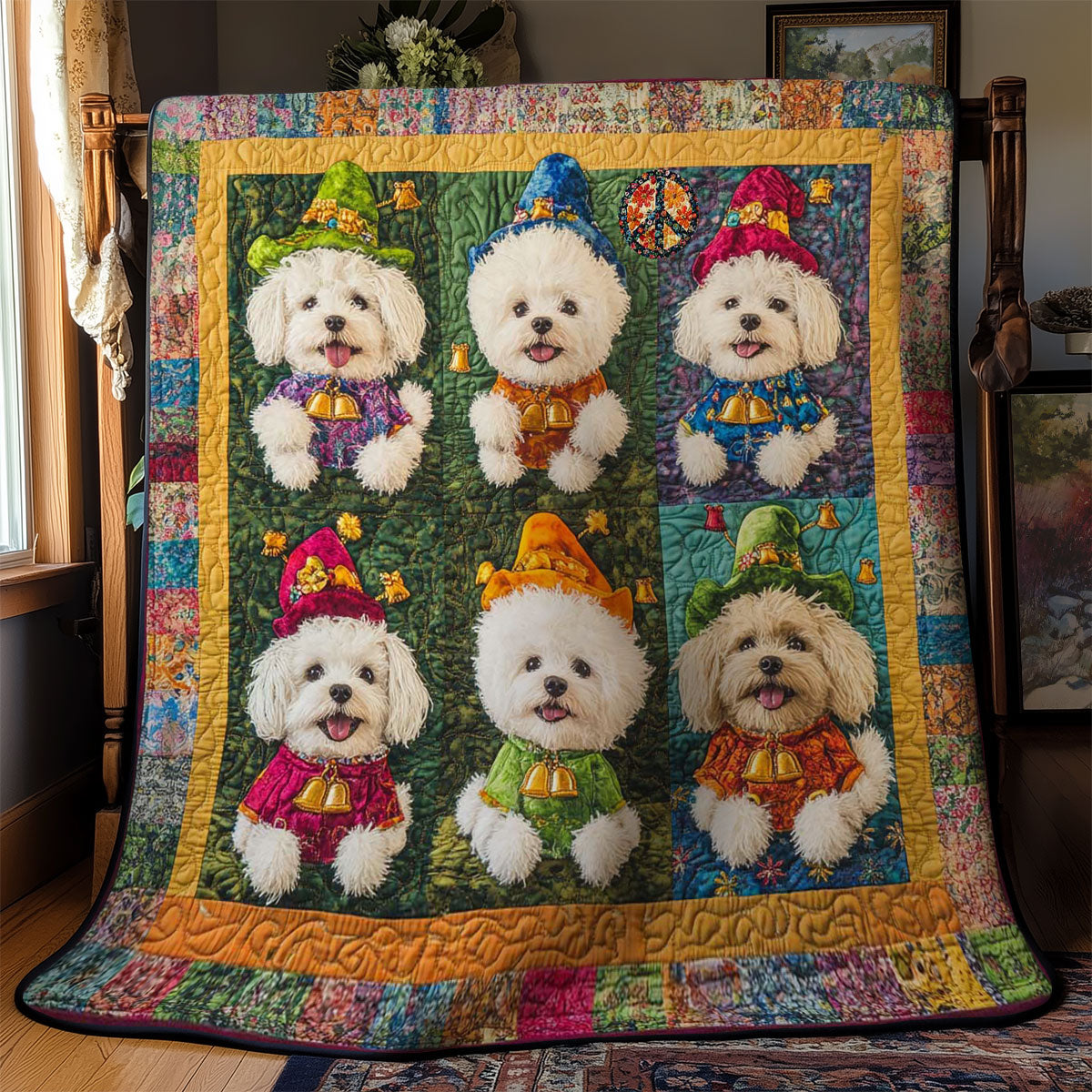 Colorful Bichon Frise WN0711086CL Quilt