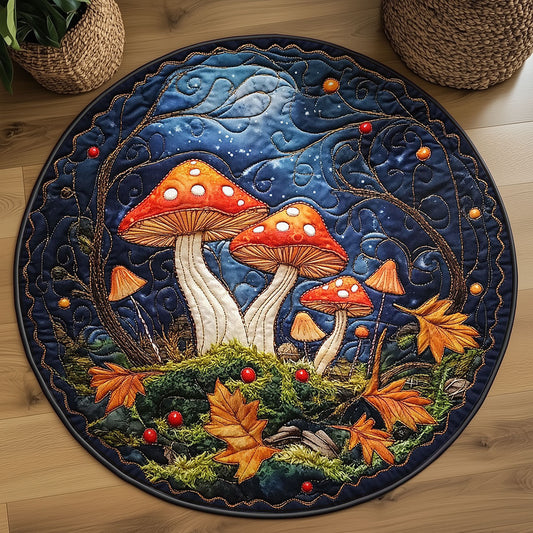 Wild Mushrooms WY220399CL Quilted Round Mat