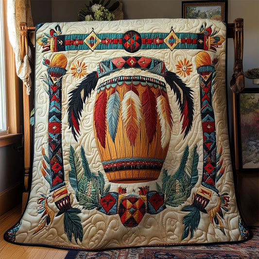 Native Feather Drum WY2201078CL Quilt