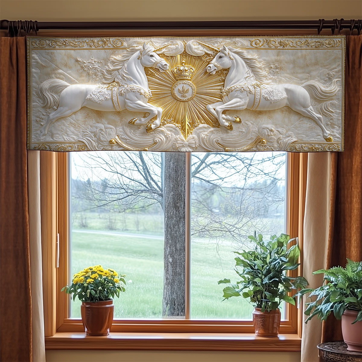 Golden Horse WY2105056CL Quilted Valance