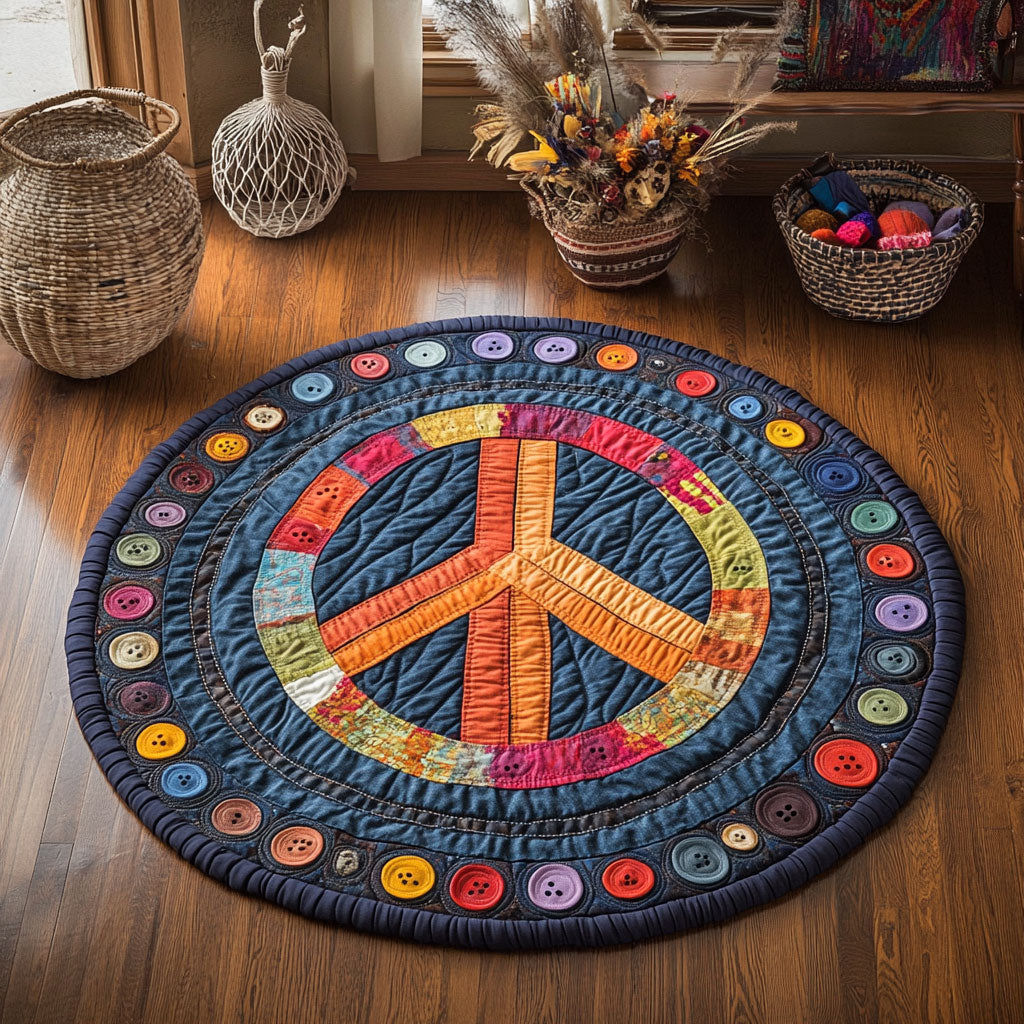 Patchwork Peace WY3006136CL Quilted Round Mat