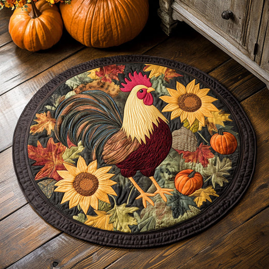 Vintage Glory Rooster CW1507048CL Quilted Round Mat