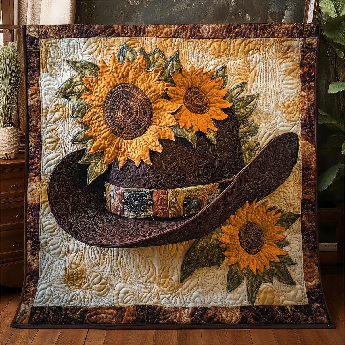Sunflower Hat Cowboy WX0805036CL Quilt