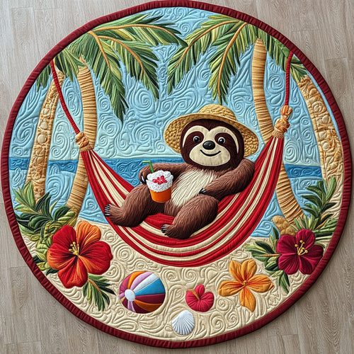 Beach Sloth LT2011018CL Quilted Round Mat