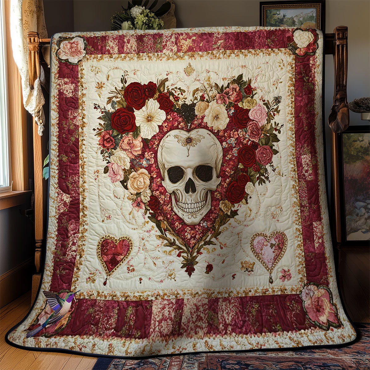 Crimson Valentine Skull WN0412010CL Quilt