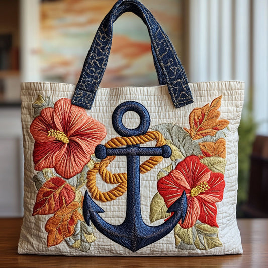 Floral Anchor Glow CW2309011CL Quilted Tote Bag