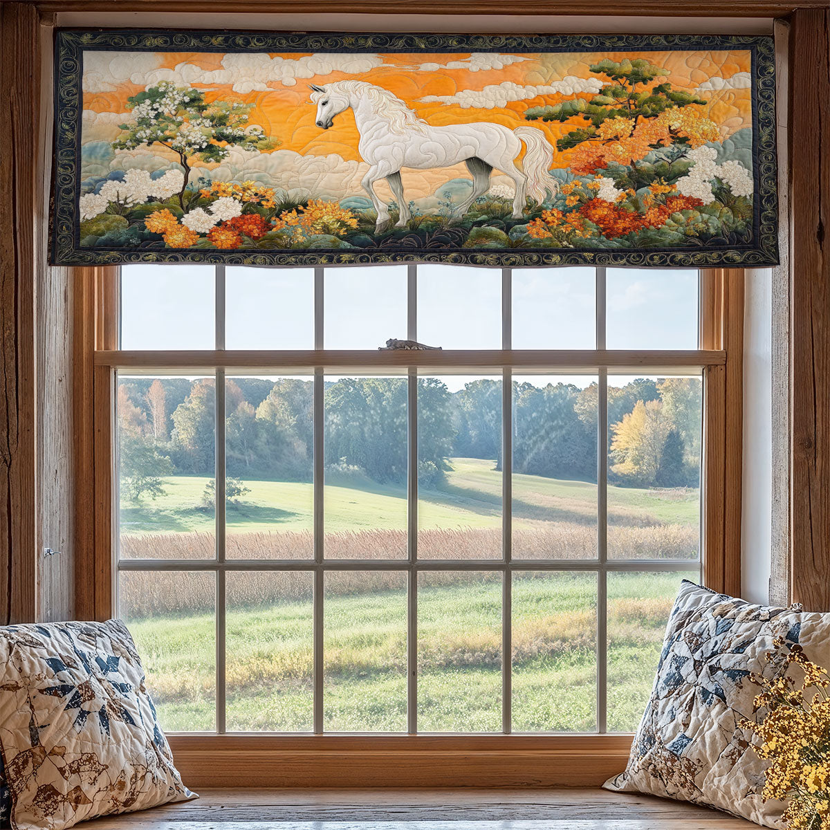 White Horse In Sunset WY3005056CL Quilted Valance