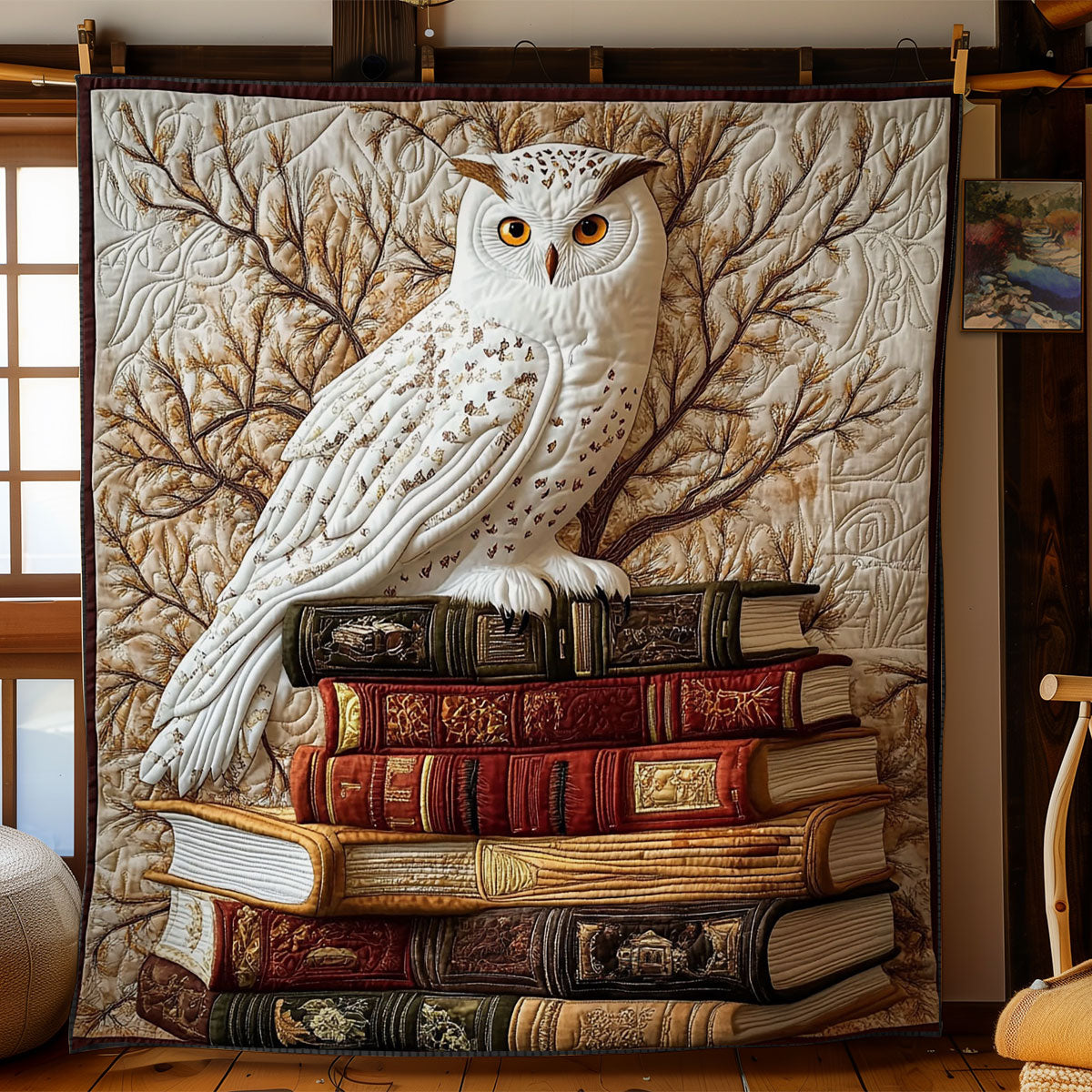 White Owl In Book WY0901067CL Quilt