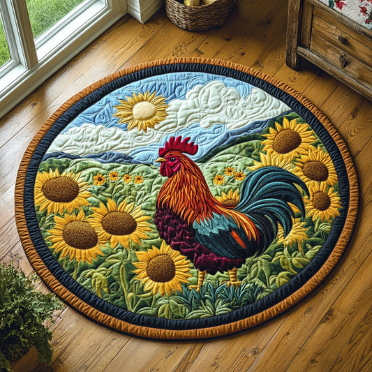 Sunny Rooster Field CW0810025CL Quilted Round Mat