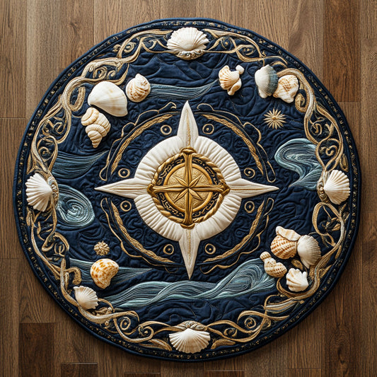 Seashell Compass WY2904068CL Quilted Round Mat