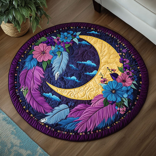 Moon Feathered WX0605034CL Quilted Round Mat
