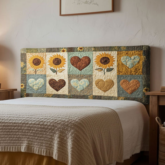 Country Sunflower And Heart WN1312031CL Quilted Headboard Slipcover