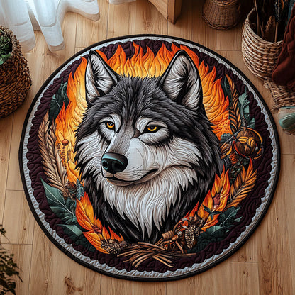 Native Wolf WJ0905028CL Quilted Round Mat