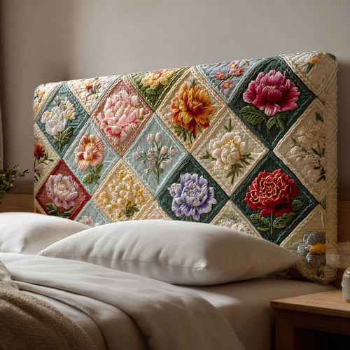 Cottage Blooms CP2412039CL Quilted Headboard Slipcover