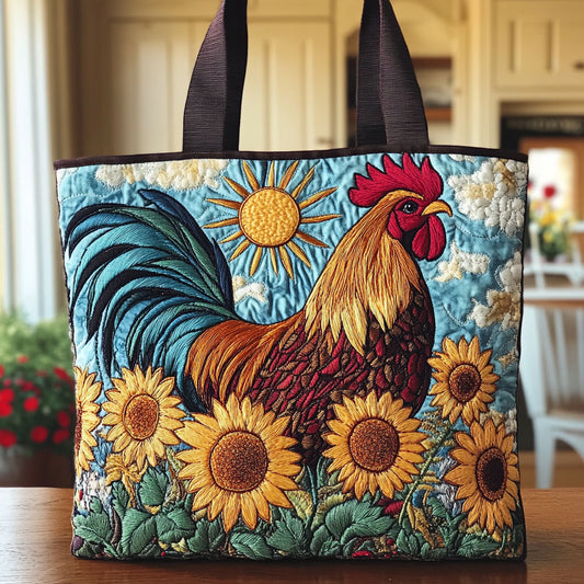 Morning Bloom Rooster CW0810006CL Quilted Tote Bag