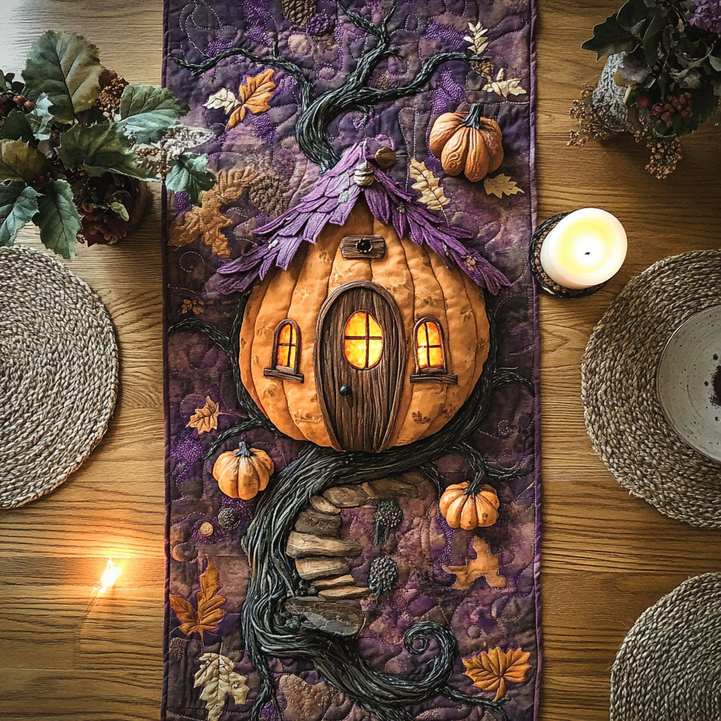 Pumpkin Lantern Trail WN1507074CL Quilted Table Runner