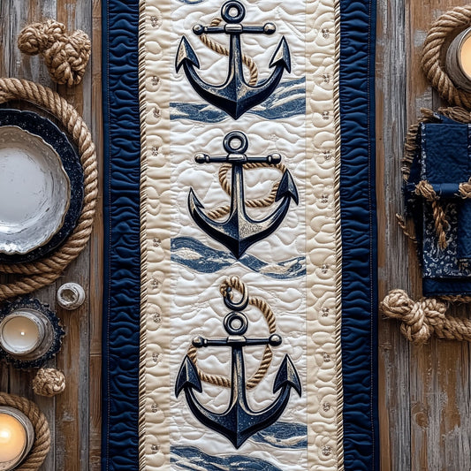 Nautical Anchor CW0306032CL Quilted Table Runner