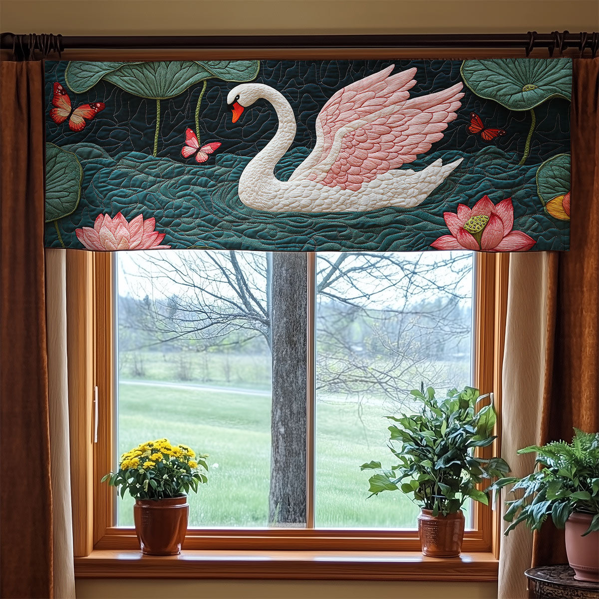 Swan Lotus WX0905046CL Quilted Valance