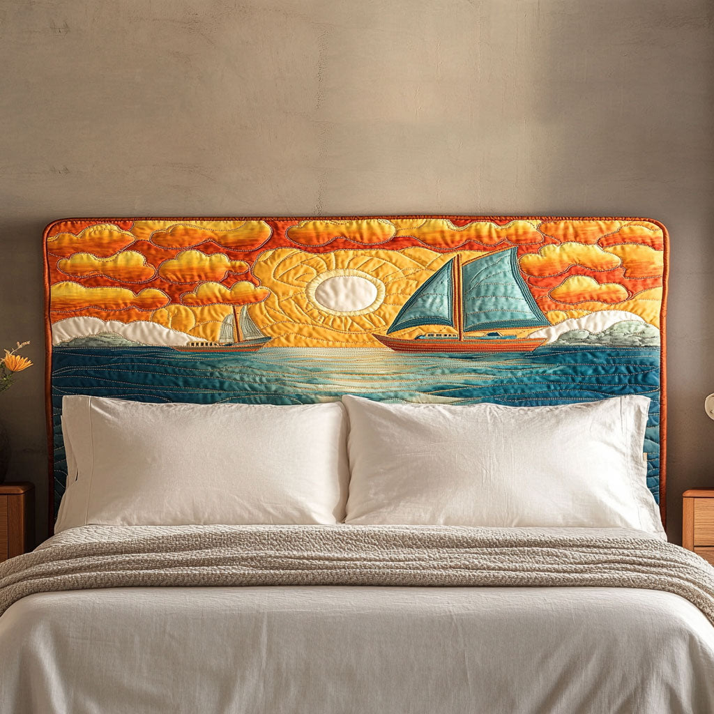 Calm Sailboat WN2412005CL Quilted Headboard Slipcover